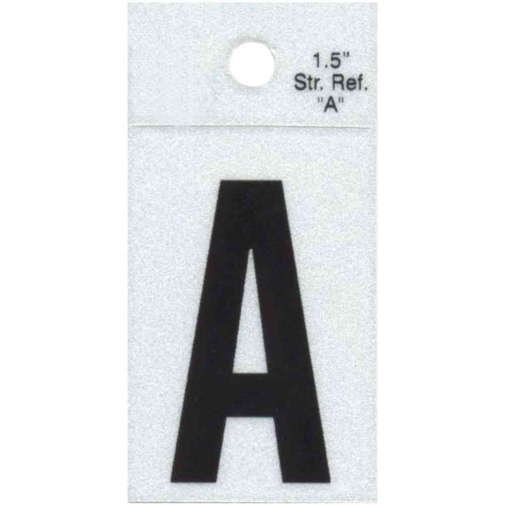 Main 1 - Straight Reflective Letter, 1-1/2", Character: A, Black  - San Antonio Retail