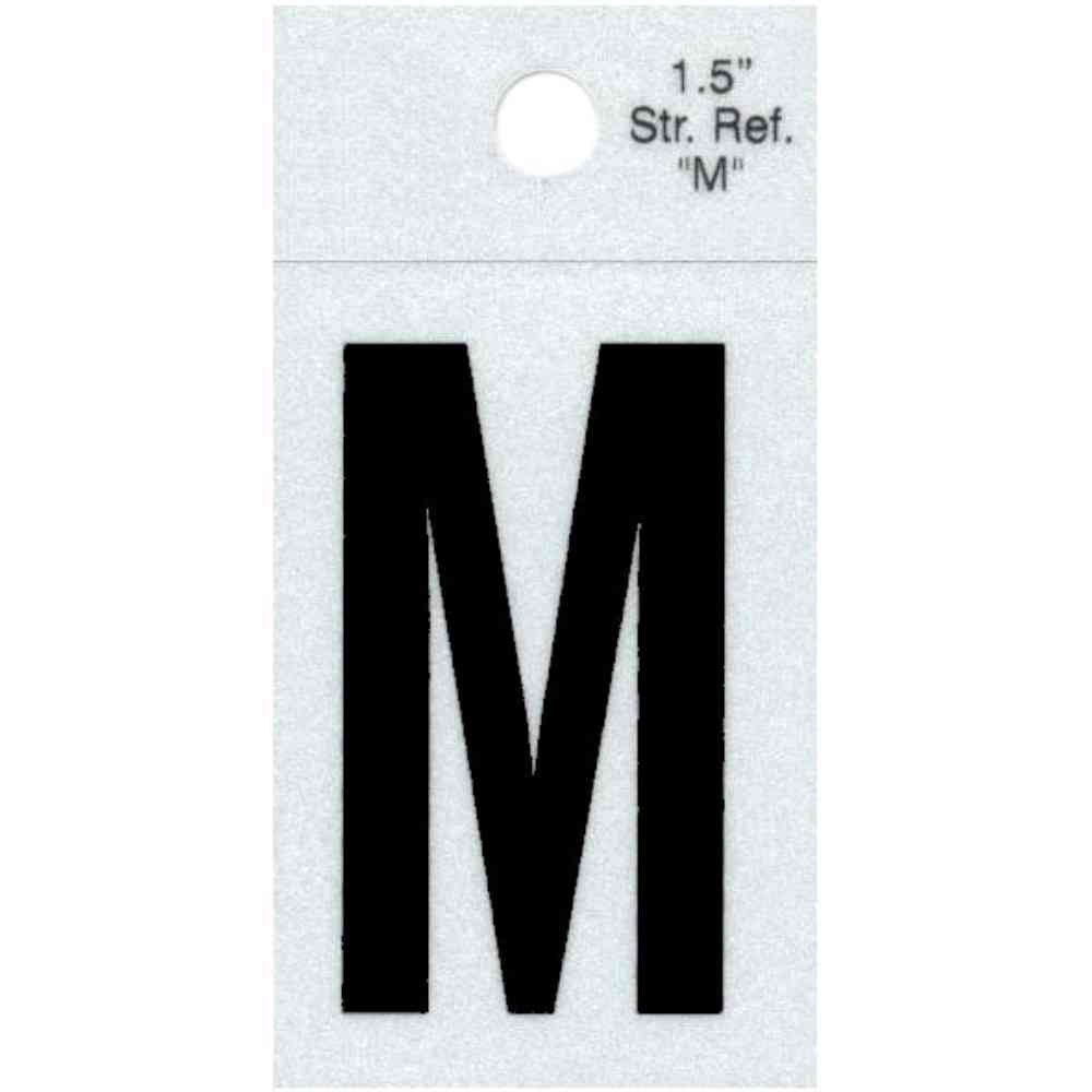 Main 1 - Straight Reflective Letter, 1-1/2", Character: M, Black - San Antonio Retail