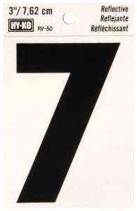 Main 1 - Reflective Vinyl Number, 3", Character: 7, Silver RV-50/7 - San Antonio Retail