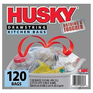 Main 1 - Trash Bags 13Gal .8M 120Cnt Tall Kitchen  Draw String HK13DS120C-P  - San Antonio Retail