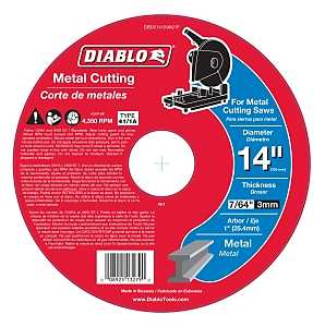 Main 1 - Saw Blade Circular 14" x7/64"x1" Arbor Metal Chop Diablo DBD014109A01F  - San Antonio Retail