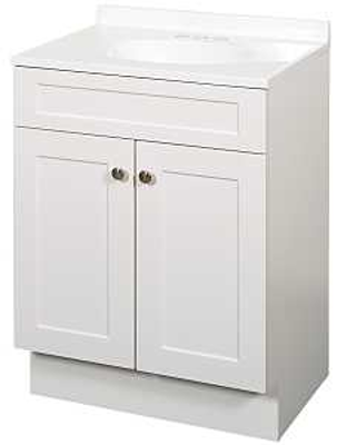 Vanity Combo 24"Wx18"Dx35"H Shaker White 2Dr Zenith SBC24WW - San Antonio Retail
