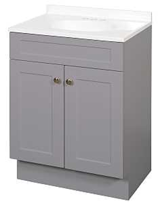 Vanity Combo 24"Wx18"Dx35"H Shaker Gray 2Dr Zenith SBC24GY - San Antonio Retail