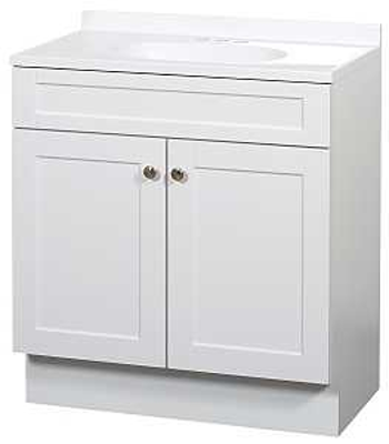 Vanity Combo 30"Wx18"Dx35"H Shaker White 2Dr Zenith SBC30WW - San Antonio Retail