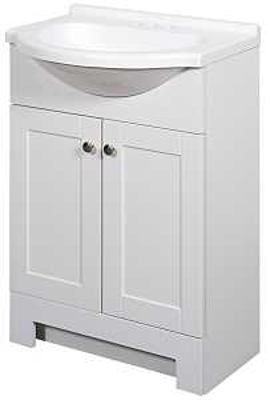 Vanity Combo Euro 24"Wx18"Dx35"H Shaker White 2Dr Zenith SEC24WW - San Antonio Retail