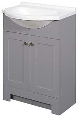 Vanity Combo Euro 24"Wx18"Dx35"H Shaker Gray 2Dr Zenith SEC24GY - San Antonio Retail