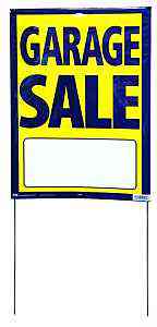 Main 1 - Sign, Garage Sale w/Frame, 13x29, Blue Legend, Plastic 24250 - San Antonio Retail
