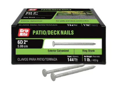 6D Hot Galvanized Ring Shank Patio/Deck Nails 2" (1 lb) - San Antonio Retail